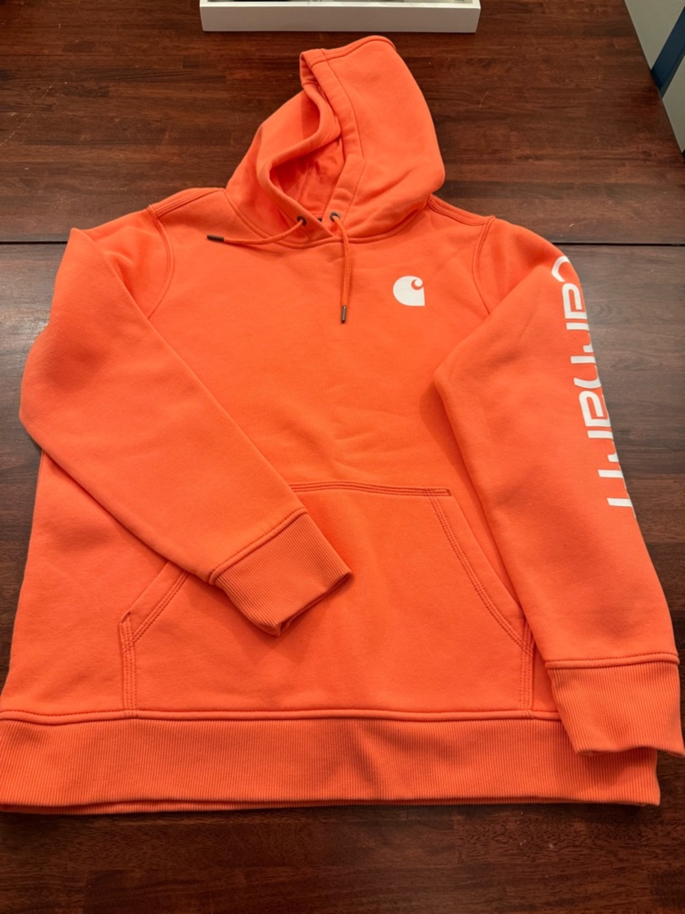 Carhartt Orange Logo Crewneck Hoodie -Woman’s Coral Hooded